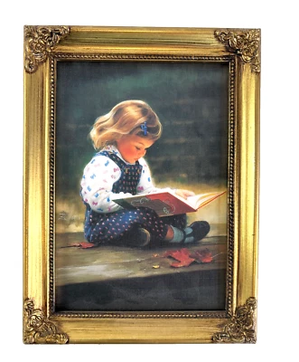 Imagen Niña leyendo 6" x 8" impresión enmarcada Quiet Time de DONALD ZOLAN Foto 1 de 4