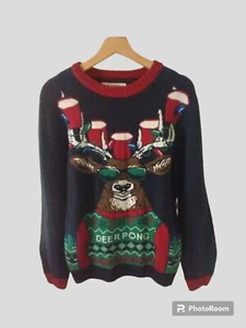 Suéter Deer Pong Para Hombre M Novedad Vacaciones Navidad Feo En Crepúsculo - Imagen 1 de 9