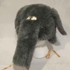 ELEPHANT Toddler Plush Winter Hat GRAY PINK Floppy Ear Flaps 18 MOS - 3 + - Picture 1 of 10