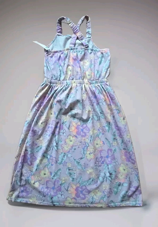 Osh Kosh ~ Girls' Size 12 ~ Purple Floral ~ Elastic Waist ~ Sleeveless Sun Dress - Image 1 of 4