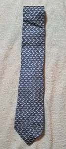 Hermes Seidenkrawatte Tiermuster Ente blau 5192 IA gebraucht Flecken - Bild 1 von 8