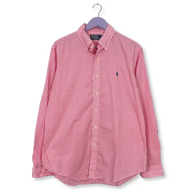 Camicia Ralph Lauren a righe rosa e bianca in cotone - Taglia L/XL uomo - Immagine 1 di 4