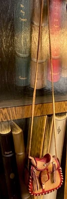 Tooled Leather Crossbody Shoulder  Saddle Purse Shearling Lined Boho Western,EUC - Image 1 of 4