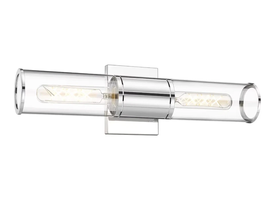 Lámparas de tocador de baño, luces de pared cromadas en pared interior de vidrio transparente... Foto 1 de 4