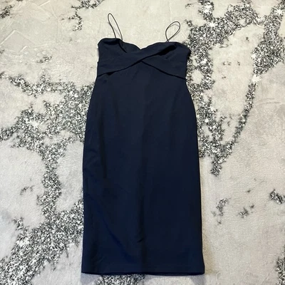 Love By Design Dress Womens Size Medium Navy Blue Cross Front Midi Strappy - Image 1 of 4