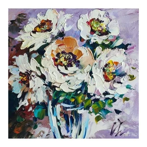 original oil painting Rose Peony bouquet flowers artwork Floral wall art 8*8 in - Picture 1 of 13