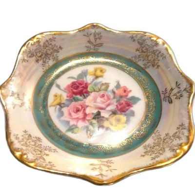 Vintage 1960's Empress by Haruta Bowl hand painted square Lusterware, iridescent - Image 1 of 4