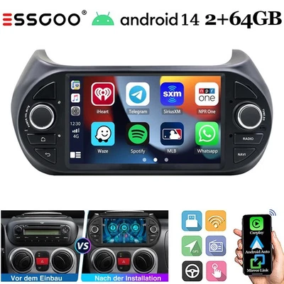 2+64G Für Fiat Fiorino Qubo Citroen Nemo Peugeot Bipper Autoradio Carplay GPS BT - Immagine 1 di 4