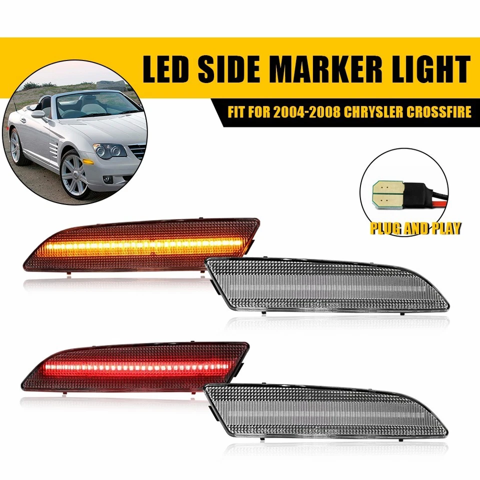 Luces LED transparentes para parachoques delantero trasero Chrysler Crossfire 2004-2008 Foto 1 de 4