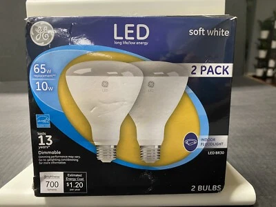 GE 2Pack  10W BR30 LED Bulb,No 21907, GE Lighting (G6) - Image 1 of 2