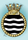 Hms Acheron Crest On A Metal Sign 5 X 7 Inches Fits Standard Photo Frame.