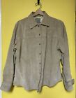 A.M.I. AMI Women's XL 100% Leather Suede Tan Beige Jacket Shirt Satin NEW NWOT 