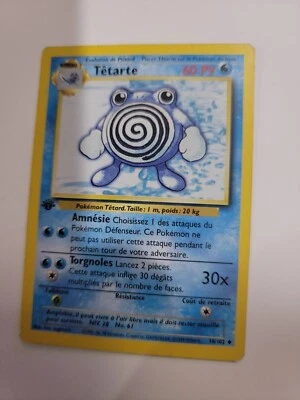 Pokemon French Base Set 1st Edition Tetarte (Poliwhirl) 38/102 LP - Image 1 of 2