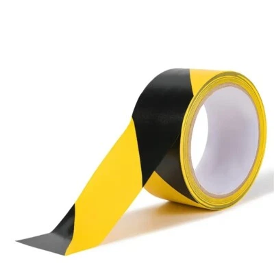 2"x36yds Safety Warning Tape Black and Yellow Striped PVC Hazard Warning Striped - Image 1 of 4