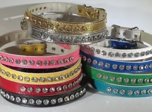 Strass BLING Collare Cane Cristallo Gioielli Diamante Metallico xs Piccolo Cucciolo Animale - Foto 1 di 12