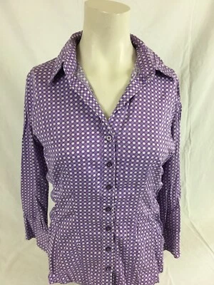 New York and Company Purple Button Up Top Women's Small - Imagem 1 de 4