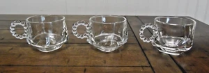 Vtg Hazel Atlas Orchard Crystal Punch Cups Beaded Handle Square Bottom Lot of 3 - Picture 1 of 10
