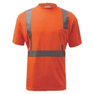 Hi Visibility Orange Class II T-shirt with 2" ANSI Silver Reflector Strips - Picture 1 of 2