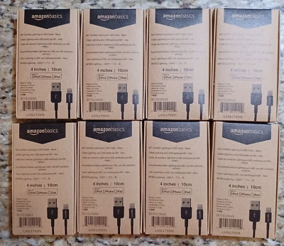Paquete de 8 - Cable USB 4 pulgadas Amazon Basics PARA PRODUCTOS I-PHONE CAJA NUEVA-26 Foto 1 de 2