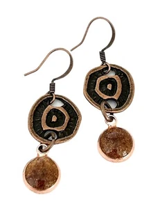 Earth-tone Copper Bronze Earrings Sundance Treasures Jewelry Boho Artisan - Picture 1 of 4