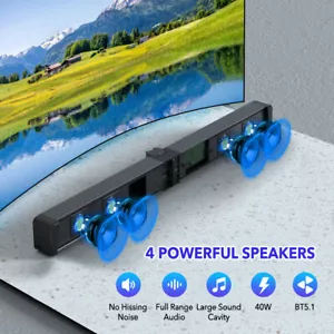 40W Wireless Bluetooth 5.1 Sound Bar Soundbar Speaker Home TV Computers Theater - Picture 1 of 11