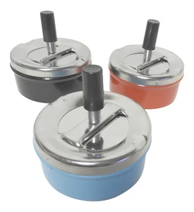 Ashtray 2 pack Round Push Down with Spinning Tray Retro Style - Picture 1 of 13