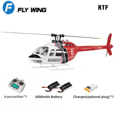 FLY WING Bell 206 V3 RC Helicopter RTF 6CH GPS Auto Return Aircraft w/2 Battery - Image 1 of 4
