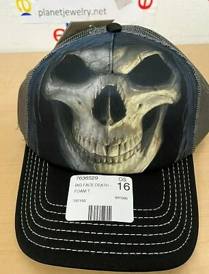 The Mountain BIG FACE DEATH Skull Reaper TRUCKER Cap HAT Adjustable Fit NWT - Image 1 of 4