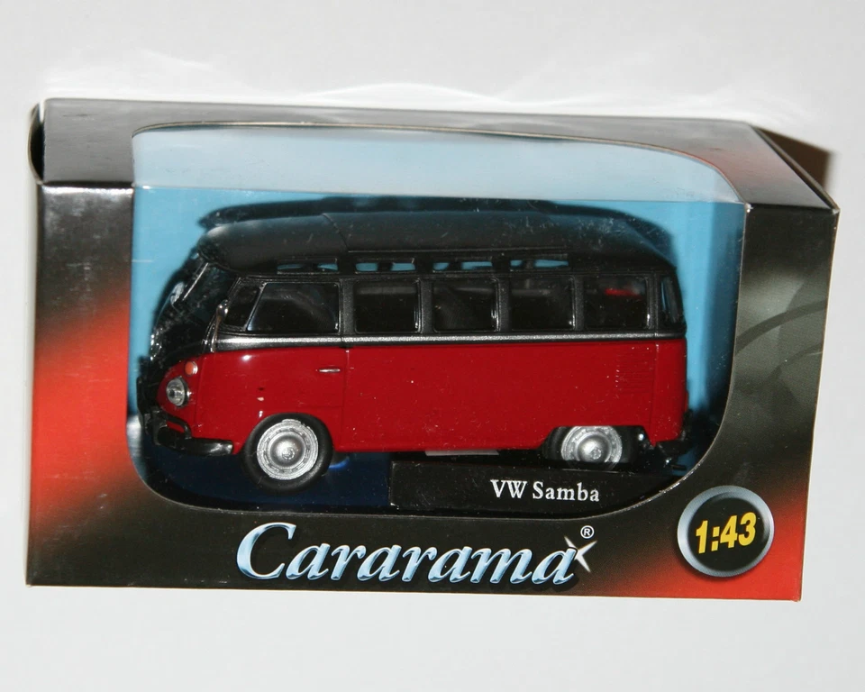 Cararama - VW Volkswagen SAMBA Bus (Red/Black) Model Scale 1:43 - Image 1 of 1
