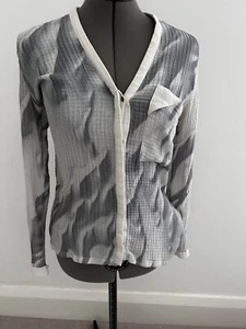 Helmut Lang Grey & White blouse, very dressy Shirt, sz S - Picture 1 of 15