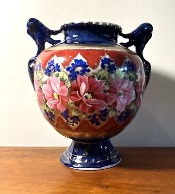 ¿MERCANCÍAS KUTANI JAPONESAS? Jarrón IMARI PINTADO A MANO ANTIGUO 8" Foto 1 de 4