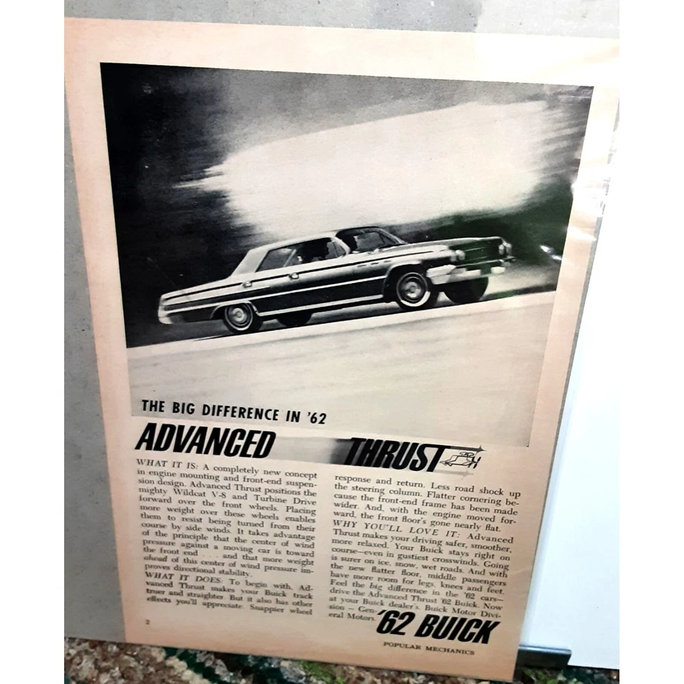 1962 Buick Advanced Thrust Print Ad vintage 60s - Image 1 of 1