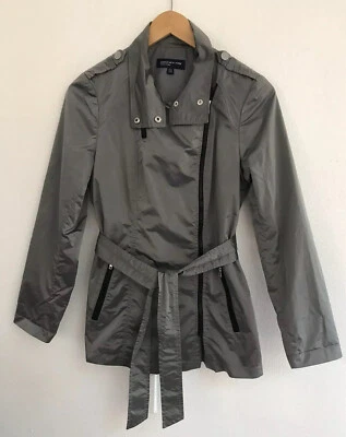 Jones New York  Signature windbreaker Jacket Women Metallic Silver belted  Small - Image 1 of 4