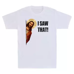 I Saw That Funny Quote Jesus Meme Christian Gift Vintage Men's T-Shirt Black Tee - Picture 1 of 5
