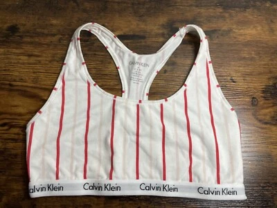 NWT CALVIN KLEIN UNLINED RACERBACK LIGHT BRA QP10360 M Never Worn Stripes - Image 1 of 4