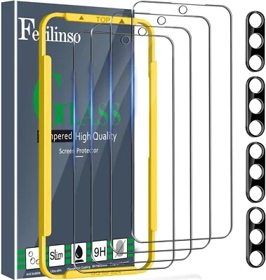 Ferilinso 4 Pack Screen Protector for Samsung Galaxy S24 with 4 Pack Tempered Gl Foto 1 de 4