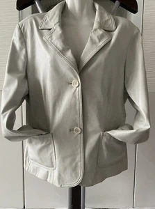 CHEVIREX Damen Lederjacke Echtes Leder Gr. 42 weiches Leder gebrochenes Weiß - Bild 1 von 19