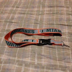 MIAMI HURRICANES REFLECTIVE TEAM COLOR 24"x 1" Lanyard w/Detachable Buckle - Picture 1 of 3