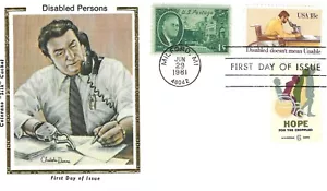 Colorano Silk FDC 1981 18c Disabili Combo Sc # 1925a, 930, 1385 - Foto 1 di 1
