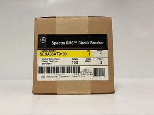 GE Spectra RMS SEHA36AT0100 3-Pole Circuit Breaker Frame, 100 AMP-600 VAC - Picture 1 of 5