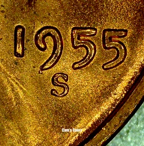 1955 S S/S Lincoln Wheat Cent rot RPM DDO Penny doppelte Prägung Vorderseite Fehler - Bild 1 von 4