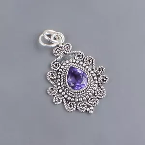 Handmade 925 Sterling Silver Jewelry Pendant Iolite Gemstone Pendant For Gift - Picture 1 of 3