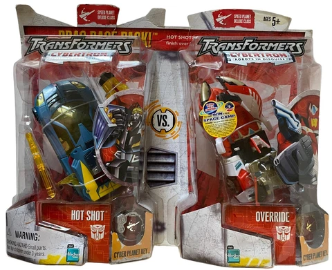 Transformers Cybertron Drag Race Pack Hot Shot&Override New Damaged Package 2005 Cover