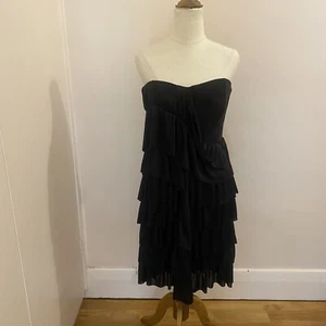 Nicola Finetti Womens Dress Size 12 Black Strapless Mini Party Boned Tiered - Picture 1 of 8