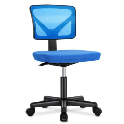 Cute Armless Mesh Office Chair - Low-Back Swivel & Rolling Home Desk Task Chair - Image 1 of 4