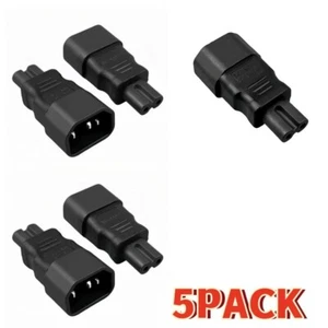 【5PACK】IEC 320 C14 Socket to C7 Plug AC Power Converter Connectors Adapter - Picture 1 of 6