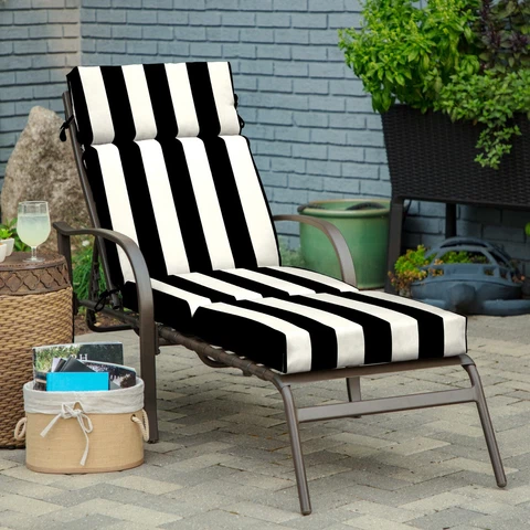 Better Homes 72" X 21" Black and White Striped  Rectangle Chaise Lounge Cushion Cover