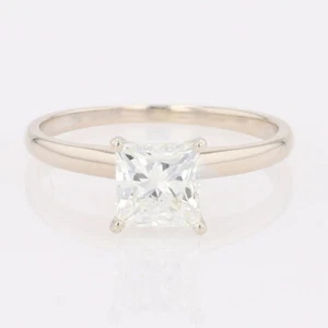 1.07ct Princess Cut Diamond Solitaire Engagement Ring 14k White Gold Size 4.75 - Picture 1 of 9
