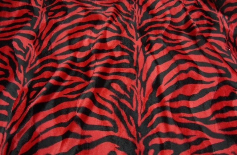 fur Faux  Zebra Red and Black Upholstery velboa fabric 58" wide fabric  - Image 1 of 1