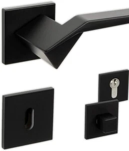 Edelstahl Türdrücker schwarz Drückergarnitur Türklinke Türgriff BB PZ WC eckig - Picture 1 of 26